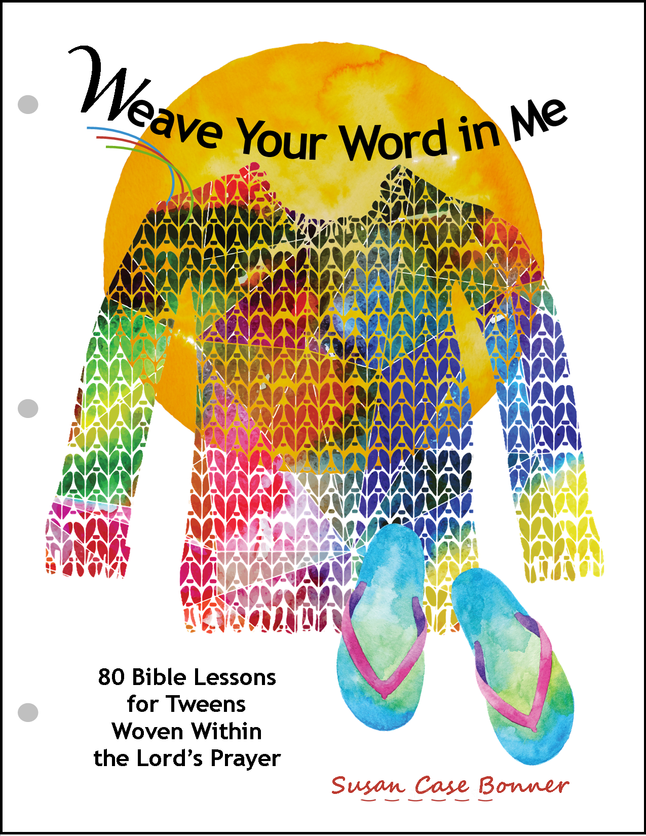 Colorful woven garment illustration with sandals