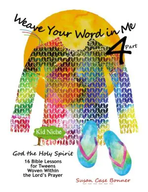 Colorful sweater with repeating text design and an inspirational message.